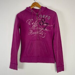 Aeropostale Y2K Half Zip Embellished Sweatshirt Size XS 3D‎ Aero Logo